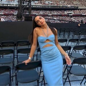 ZARA SKY BLUE CUT OUT DRESS SIZE SMALL